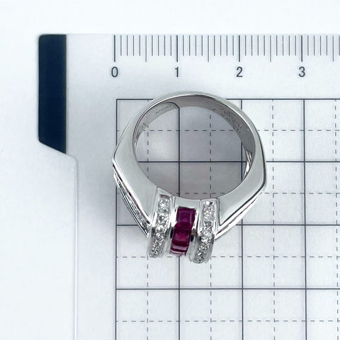 【中古】K18WG RUBY RING ルビーリング R4.06ct D0.60ct 15.7g #12.5