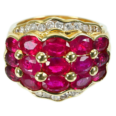 【中古】K18YG RUBY RING ルビーリング R6.07ct D0.60ct 14.1g #15.5