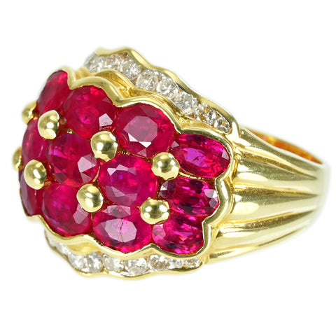 【中古】K18YG RUBY RING ルビーリング R6.07ct D0.60ct 14.1g #15.5