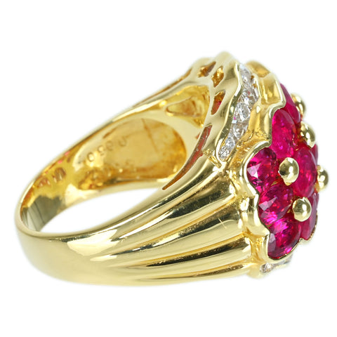 【中古】K18YG RUBY RING ルビーリング R6.07ct D0.60ct 14.1g #15.5