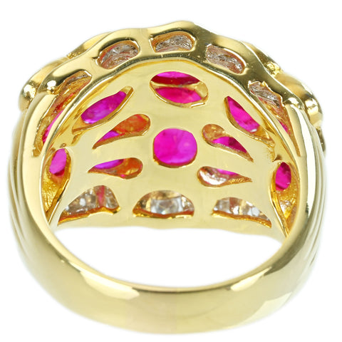 【中古】K18YG RUBY RING ルビーリング R6.07ct D0.60ct 14.1g #15.5