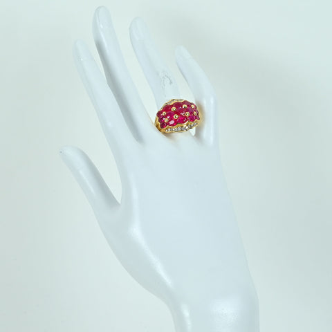 【中古】K18YG RUBY RING ルビーリング R6.07ct D0.60ct 14.1g #15.5