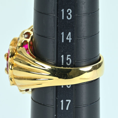 【中古】K18YG RUBY RING ルビーリング R6.07ct D0.60ct 14.1g #15.5