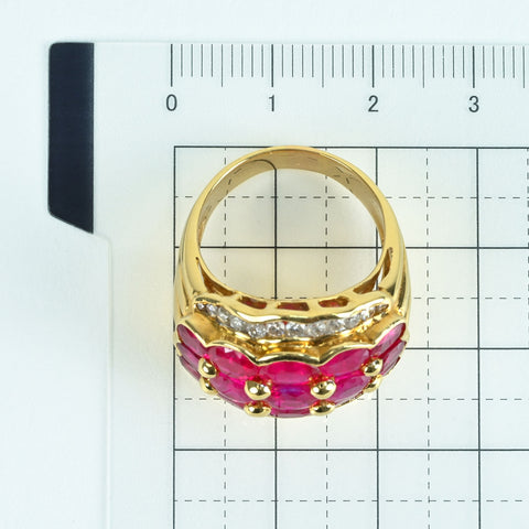 【中古】K18YG RUBY RING ルビーリング R6.07ct D0.60ct 14.1g #15.5