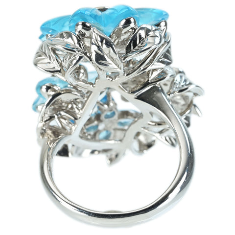 【中古】K18WG BLUE TOPAZ RING カーヴィング ブルートパーズリング BT15.84ct BT0.86ct D0.45ct 24.6g #18