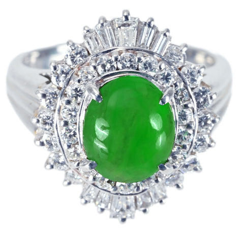 【中古】PT900 JADEITE RING ヒスイリング D0.95ct 鑑別書10.6g ＃10