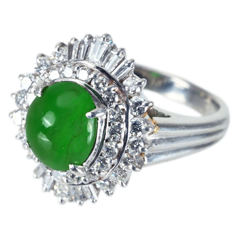 【中古】PT900 JADEITE RING ヒスイリング D0.95ct 鑑別書10.6g ＃10