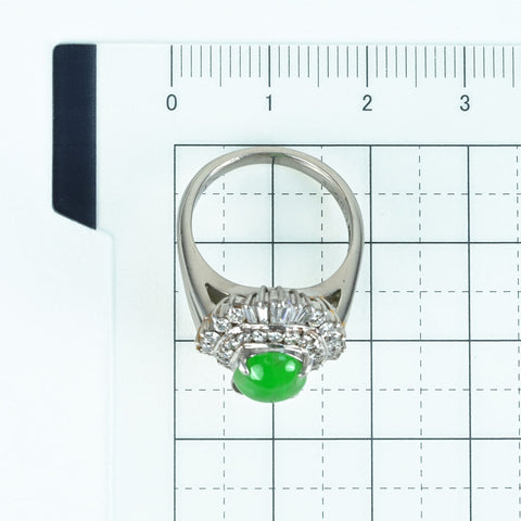 【中古】PT900 JADEITE RING ヒスイリング D0.95ct 鑑別書10.6g ＃10