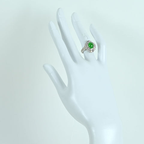 【中古】PT900 JADEITE RING ヒスイリング D0.95ct 鑑別書10.6g ＃10