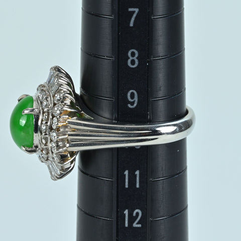 【中古】PT900 JADEITE RING ヒスイリング D0.95ct 鑑別書10.6g ＃10