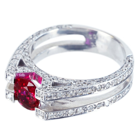【中古】K18WG RUBY RING ルビーリング R1.10ct D1.02ct 6.8g #13