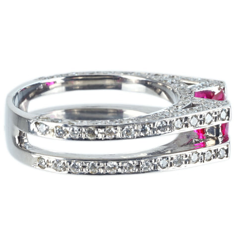 【中古】K18WG RUBY RING ルビーリング R1.10ct D1.02ct 6.8g #13