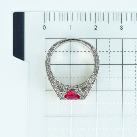 【中古】K18WG RUBY RING ルビーリング R1.10ct D1.02ct 6.8g #13