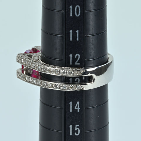 【中古】K18WG RUBY RING ルビーリング R1.10ct D1.02ct 6.8g #13