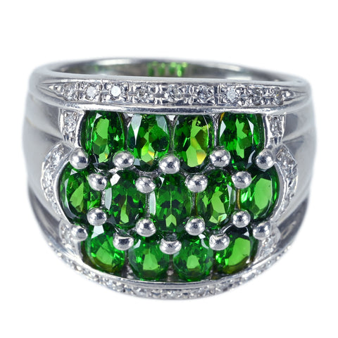 【中古】PT900 GREEN GARNET RING グリーンガーネット リング GG3.11ct D0.30ct.8.0g #16