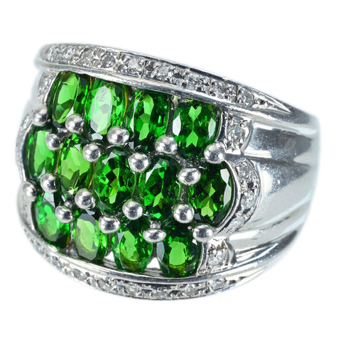 【中古】PT900 GREEN GARNET RING グリーンガーネット リング GG3.11ct D0.30ct.8.0g #16