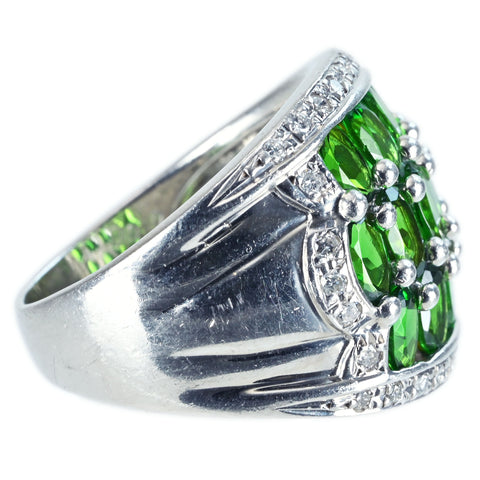 【中古】PT900 GREEN GARNET RING グリーンガーネット リング GG3.11ct D0.30ct.8.0g #16