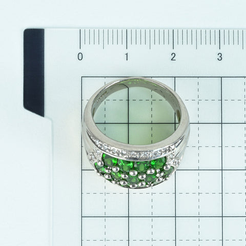 【中古】PT900 GREEN GARNET RING グリーンガーネット リング GG3.11ct D0.30ct.8.0g #16