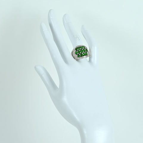 【中古】PT900 GREEN GARNET RING グリーンガーネット リング GG3.11ct D0.30ct.8.0g #16