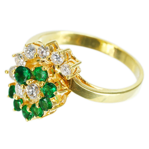 【中古】K18YG EMERALD DIAMOND RING エメラルド/ダイヤモンドリング  4.4g #11.5