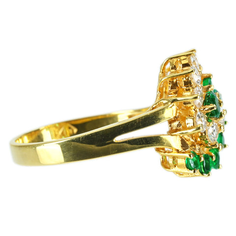 【中古】K18YG EMERALD DIAMOND RING エメラルド/ダイヤモンドリング  4.4g #11.5
