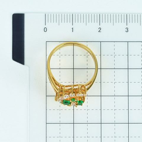 【中古】K18YG EMERALD DIAMOND RING エメラルド/ダイヤモンドリング  4.4g #11.5