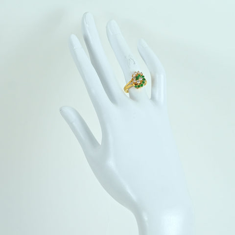 【中古】K18YG EMERALD DIAMOND RING エメラルド/ダイヤモンドリング  4.4g #11.5