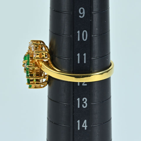 【中古】K18YG EMERALD DIAMOND RING エメラルド/ダイヤモンドリング  4.4g #11.5