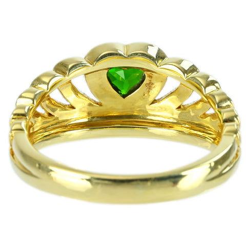 【中古】K18YG GREEN GARNET RING グリーンガーネットリング GG0.48ct D0.31ct 7.1g #16.5