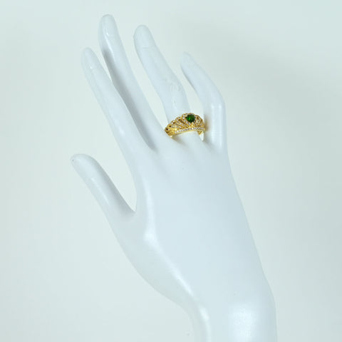 【中古】K18YG GREEN GARNET RING グリーンガーネットリング GG0.48ct D0.31ct 7.1g #16.5