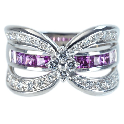 【中古】JEUNETジュネ K18WG SAPPHIRE DIAMOND RING サファイア/ダイヤモンドリング S1.16ct D0.46ct 12.8g #13