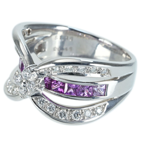 【中古】JEUNETジュネ K18WG SAPPHIRE DIAMOND RING サファイア/ダイヤモンドリング S1.16ct D0.46ct 12.8g #13