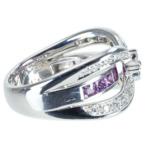 【中古】JEUNETジュネ K18WG SAPPHIRE DIAMOND RING サファイア/ダイヤモンドリング S1.16ct D0.46ct 12.8g #13