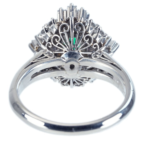 【中古】PT900 EMERALD RING エメラルドリング E0.65ct D0.77ct 6.4g #6.5
