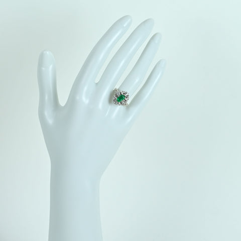 【中古】PT900 EMERALD RING エメラルドリング E0.65ct D0.77ct 6.4g #6.5