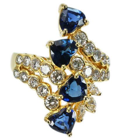 【中古】K18YG SAPPHIRE RING サファイアリング S3.16ct D1.35ct 8.2g
