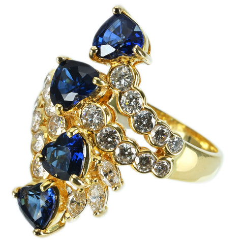 【中古】K18YG SAPPHIRE RING サファイアリング S3.16ct D1.35ct 8.2g