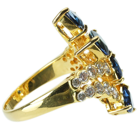 【中古】K18YG SAPPHIRE RING サファイアリング S3.16ct D1.35ct 8.2g
