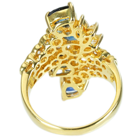 【中古】K18YG SAPPHIRE RING サファイアリング S3.16ct D1.35ct 8.2g