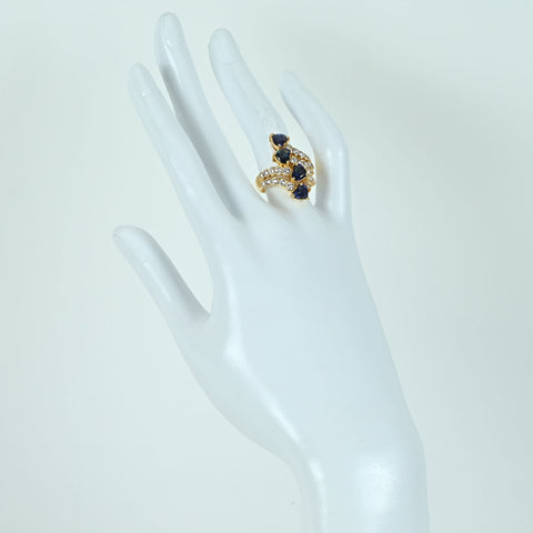 【中古】K18YG SAPPHIRE RING サファイアリング S3.16ct D1.35ct 8.2g