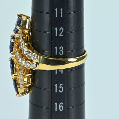 【中古】K18YG SAPPHIRE RING サファイアリング S3.16ct D1.35ct 8.2g