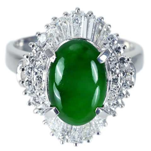 【中古】PT900 JADEITE RING ヒスイリング J3.45ct D1.17ct ソーティング 11.2g #13