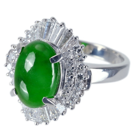 【中古】PT900 JADEITE RING ヒスイリング J3.45ct D1.17ct ソーティング 11.2g #13