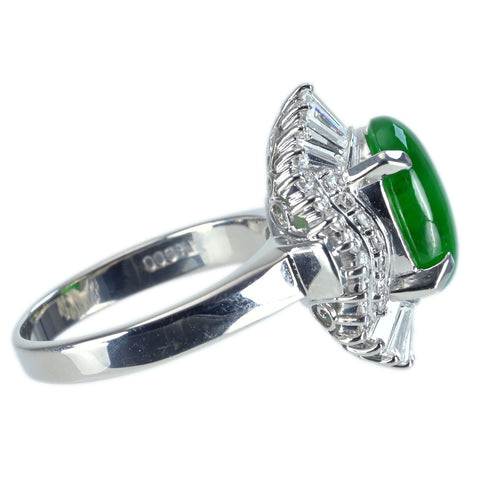 【中古】PT900 JADEITE RING ヒスイリング J3.45ct D1.17ct ソーティング 11.2g #13