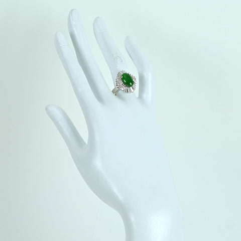 【中古】PT900 JADEITE RING ヒスイリング J3.45ct D1.17ct ソーティング 11.2g #13