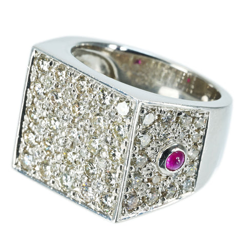 【中古】PT900 DIAMOND RUBY RING ダイヤモンド ルビー リング D2.25ct R0.24ct 鑑別書 15.9g #11.5