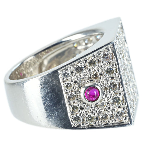 【中古】PT900 DIAMOND RUBY RING ダイヤモンド ルビー リング D2.25ct R0.24ct 鑑別書 15.9g #11.5