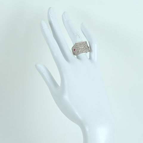 【中古】PT900 DIAMOND RUBY RING ダイヤモンド ルビー リング D2.25ct R0.24ct 鑑別書 15.9g #11.5