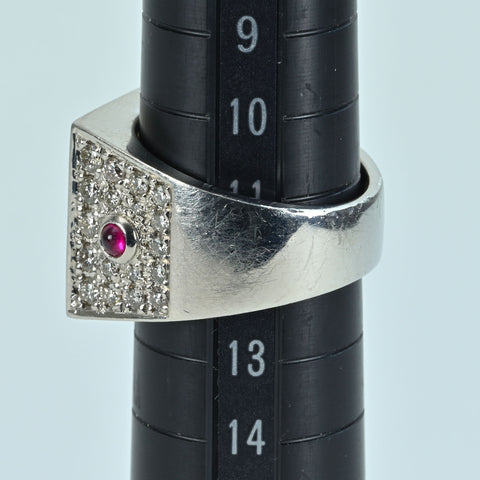 【中古】PT900 DIAMOND RUBY RING ダイヤモンド ルビー リング D2.25ct R0.24ct 鑑別書 15.9g #11.5