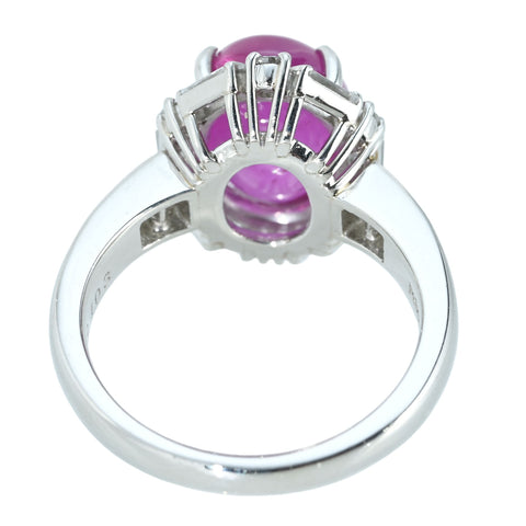 【中古】PT900 BURMA RUBY RING ビルマ産 カボッションカットルビーリング R6.92ct D1.03ct GRS鑑別書 9.2g #12